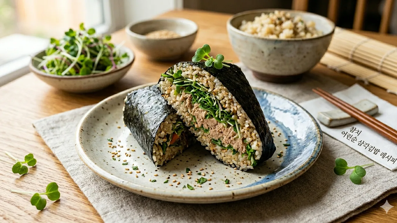 어린잎 채소 삼각김밥