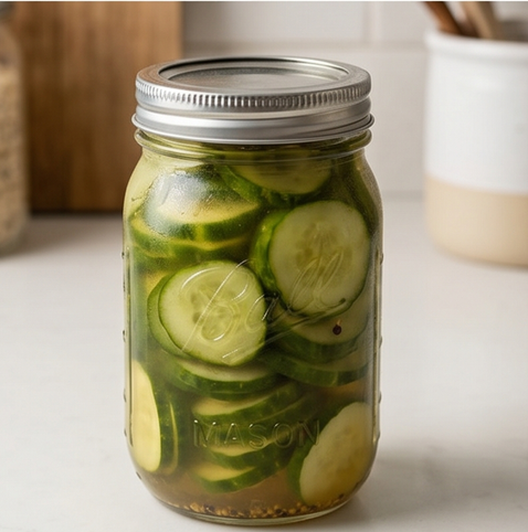 오이 피클 | 황금비율 기본 피클 조리 단계 5 이미지 - 한 김 식힌 뒤 뚜껑을 닫아 실온에서 반나절 두고, 그 다음 냉장고에 하