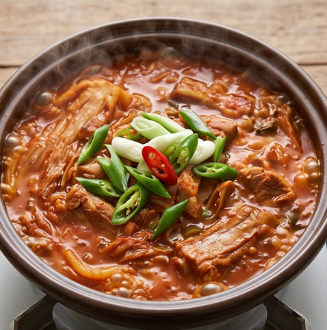 묵은지 갈비찜 | 계속 찾게되는 메뉴 조리 단계 5 이미지 - 국물이 끓어오르면 중약불로 줄여 40분간 졸이고, 마지막 5분에 대파와 