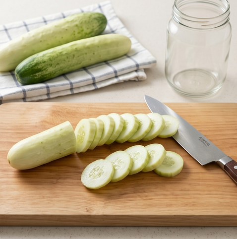 수제버거용 딜 피클 | 미국식 피클 조리 단계 1 이미지 - 오이는 깨끗이 씻은 후 키친타월로 물기를 완전히 닦아낸다. 버거용이면 0